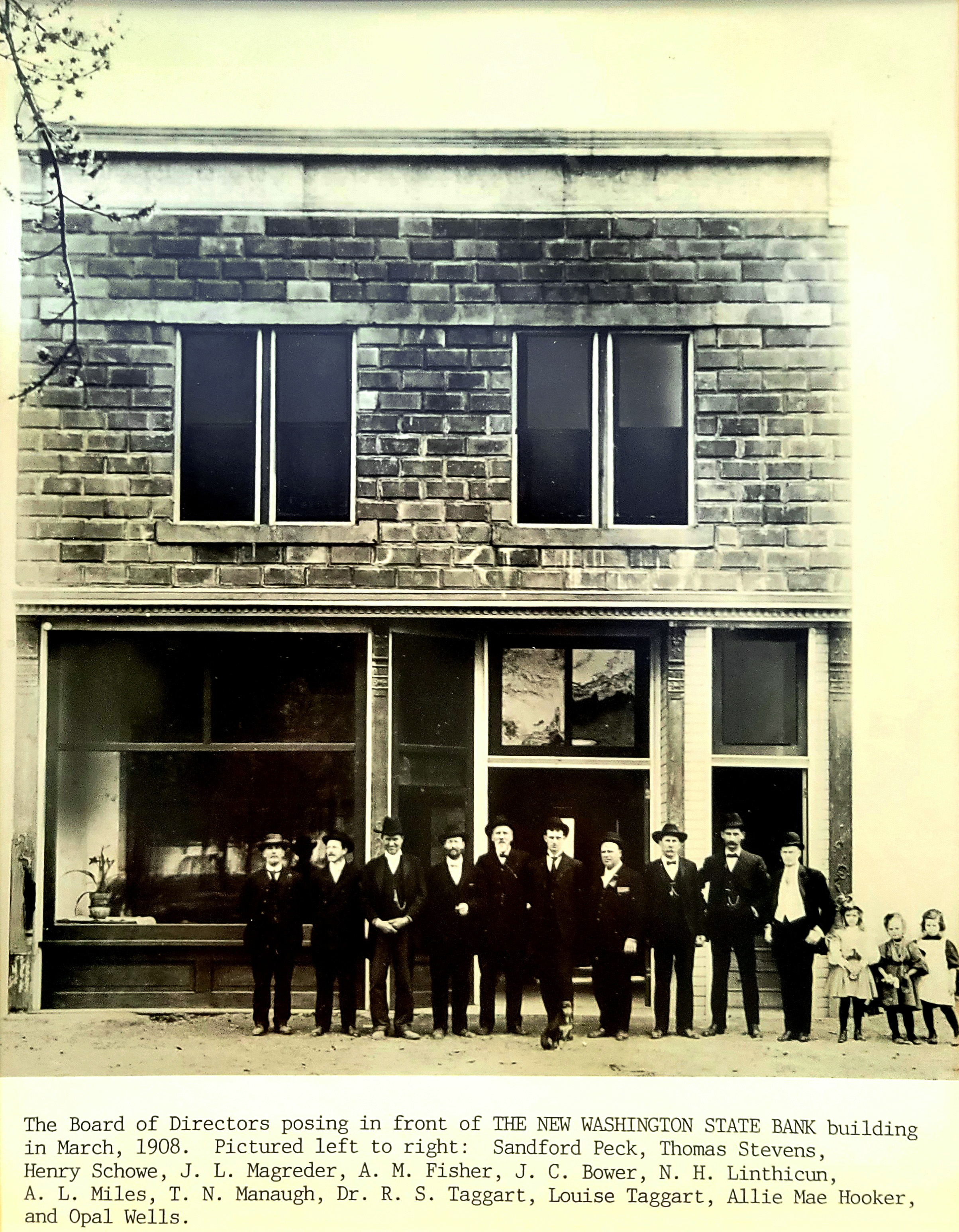 Old photo of the first NWSB Bank in 1908